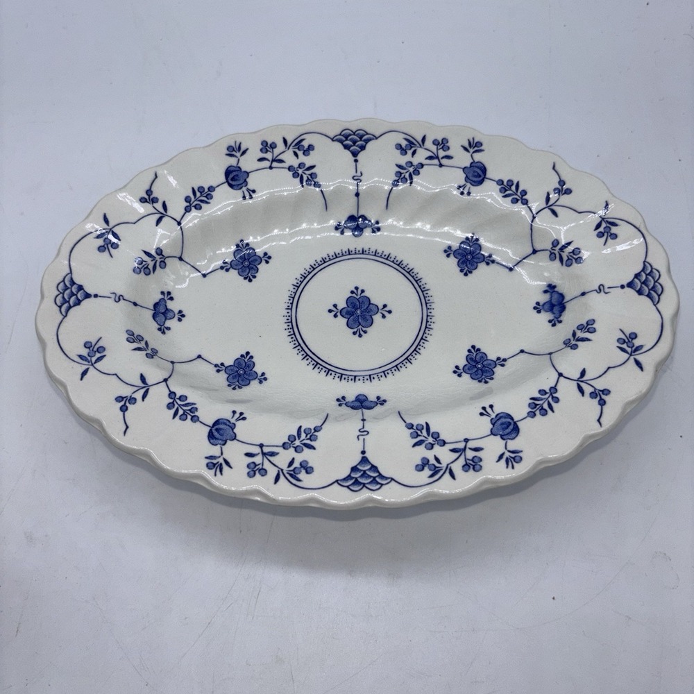 Myott FINLANDIA Gravy Boat & Under Plate Staffordshire England 1982 Blue White - Picture 7 of 7